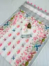 MG 397 Linen With Silver Jari Border Designer Printed Sarees Wholesale Market In Surat